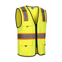 Yellow safety vest with pockets China manufacturer cheap security reflective vest