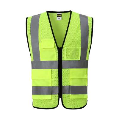 Security reflective vest multi pocket high visibility 3m visible mesh safety vest